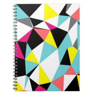 Caderno Espiral Abstrato triângulos geométricos de fundo