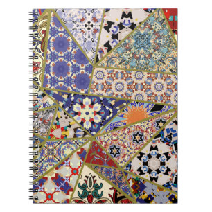 Caderno Espiral "abstrato", uma manta de retalhos de azulejos de e