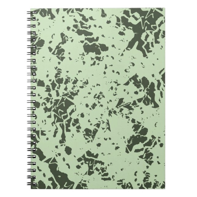 Caderno Espiral Abstrato Verde Marble com Placas de Tinta (Frente)