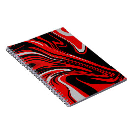 Caderno Espiral Abstrato Vermelho e Preto