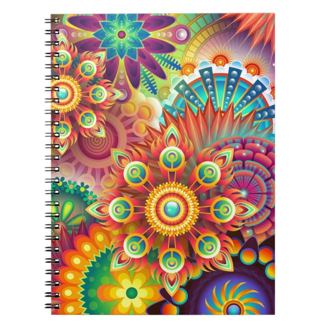 Caderno Espiral Abstrato vibrante (Frente)