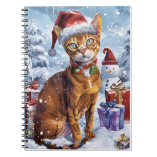 Caderno Espiral Abyssinian Cat Winter Wonderland Natal Joy