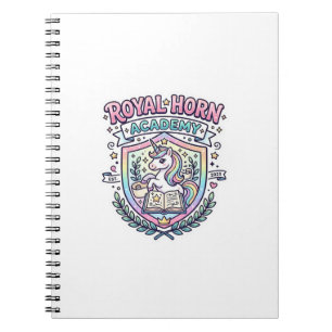 Caderno Espiral Academia do Chifre Real do Unicórnio Impressão de 