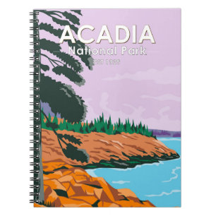 Caderno Espiral Acadia National Park Bar Harbor Vintage