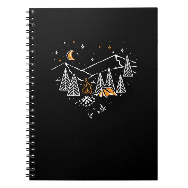 Caderno Espiral acampamento amor caminha na natureza linha selvage (Frente)