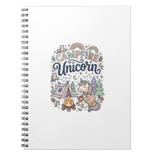Caderno Espiral Acampamento de Unicórnio Unicórnio Premium Vetor A