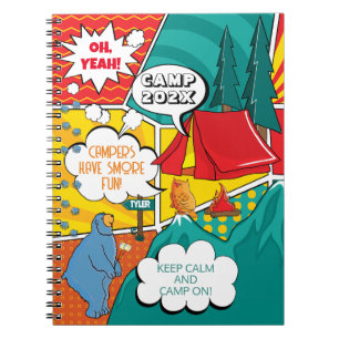 Caderno Espiral Acampamento de Verão de Pop Art para Crianças