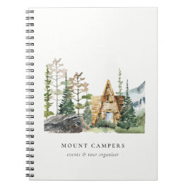 Caderno Espiral Acampamento Rustic Pine Woods Watercolor