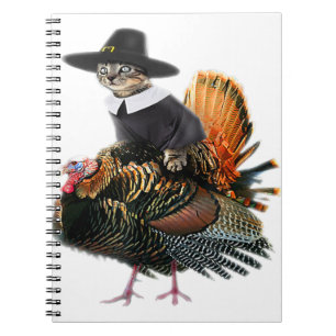 Caderno Espiral Ação de Graças Cat Pilgrim Costume Ação de Graças 