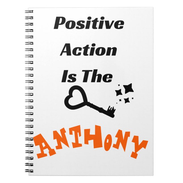 Caderno Espiral "Ação Positiva É A Chave" Nota Personalizada (Frente)