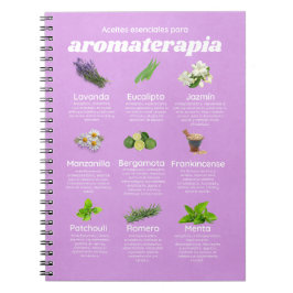 Caderno Espiral Aceites esenciales aromaterapia español lavanda