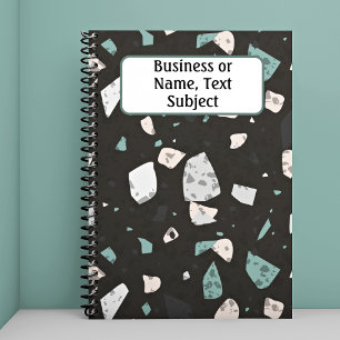 Caderno Espiral Acentos verdes e tertones Terrazzo,