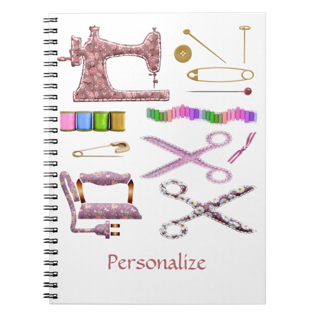 Caderno Espiral Acessórios de costura por safra de esforço (Frente)