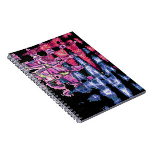 Caderno Espiral Achempong Modern Synthwave: Rosa Azul Abstrato