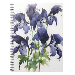 Caderno Espiral Acônito - Flores de aquarela