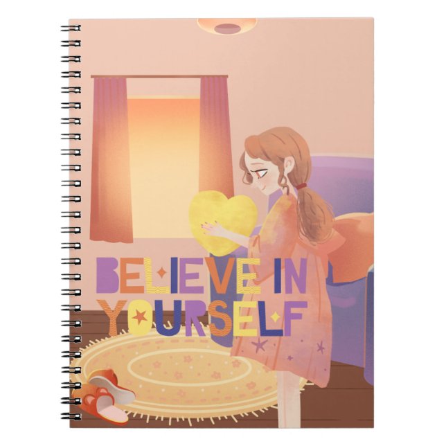 Caderno Espiral Acredite em seu notebook - Pastel bonito (Frente)