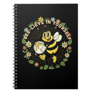 Caderno Espiral Acredite Em Si Mesmo Abelha Retrô Vintage Abelha M