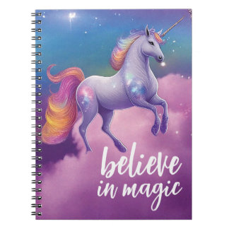 Caderno Espiral Acredite na magia Sparkly Unicorn Cosmic Fantasy