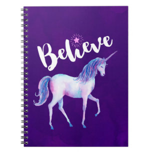 Caderno Espiral Acredite no Unicórnio em Pastel WaterColor