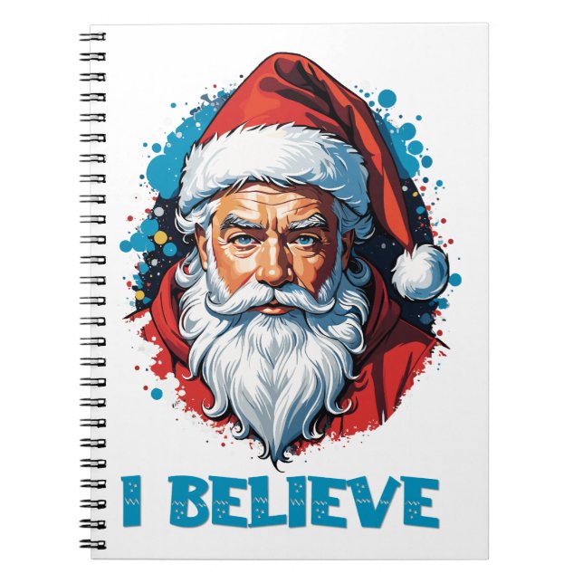 Caderno Espiral Acredito em Santa Claus Grafite Style Design (Frente)