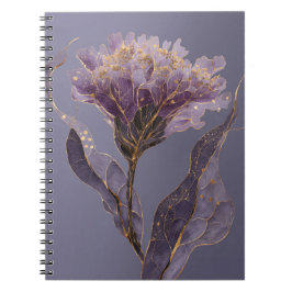 Caderno Espiral Acrilicos Florais Inspirados em Peônia Roxa