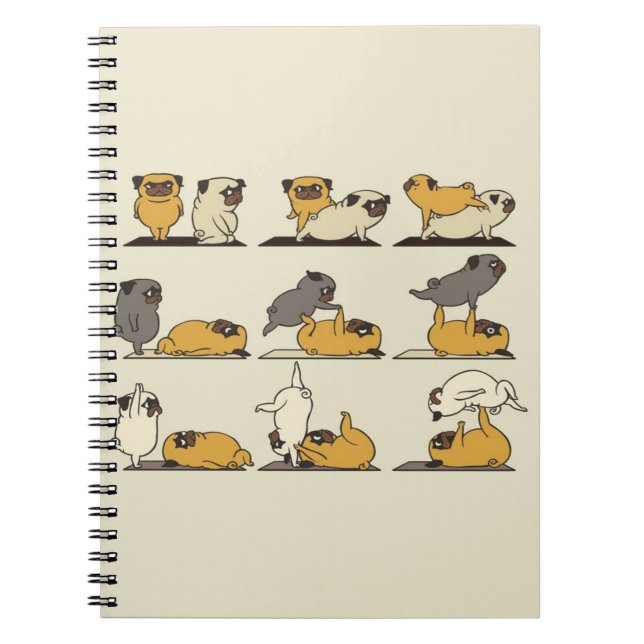 Caderno Espiral Acroioga com o Pug Pose Yoga (Frente)
