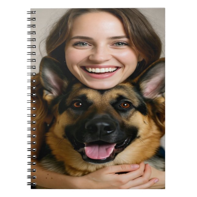 Caderno Espiral Add German Shepherd Photo Personalize (Frente)