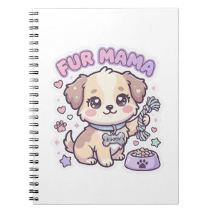Caderno Espiral Adesivo de Cachorro Fofo Mama Pelo Pastel