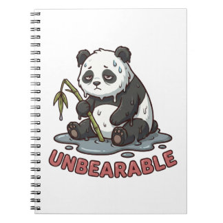 Caderno Espiral Adesivo de Panda Derretido Engraçado e Exausto 
