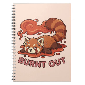 Caderno Espiral Adesivo Engraçado de Panda Vermelho Derretido e Ex