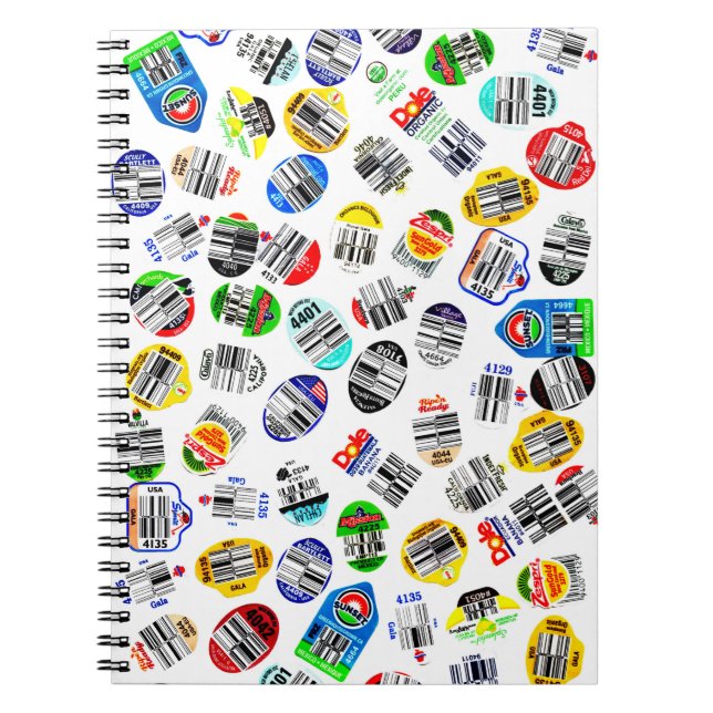 Caderno Espiral Adesivos de Código de Barras de Produtos (Frente)