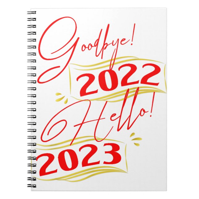 Caderno Espiral Adeus 2022 Olá 2023 Ano Novo Engraçado 2023 (Frente)