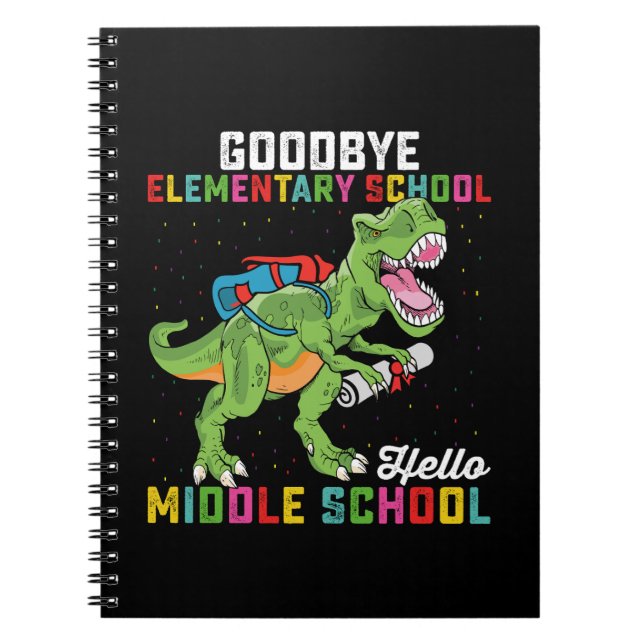 Caderno Espiral Adeus Ensino Fundamental Olá T Rex do Ensino Médio (Frente)