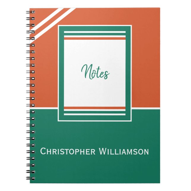 Caderno Espiral Adicionar faixas de nome laranja e verde (Frente)