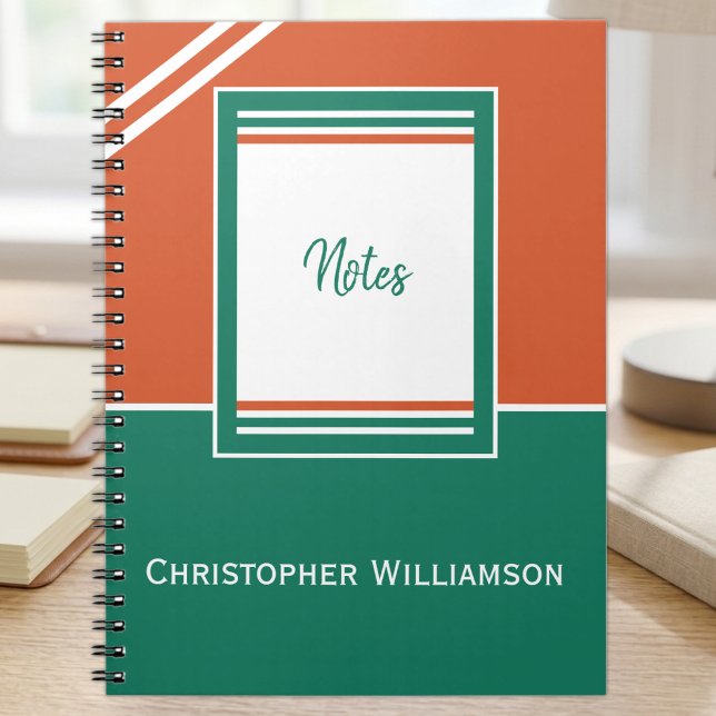 Caderno Espiral Adicionar faixas de nome laranja e verde (Criador carregado)