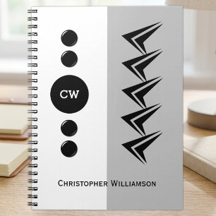 Caderno Espiral Adicionar iniciais nome branco e cinza