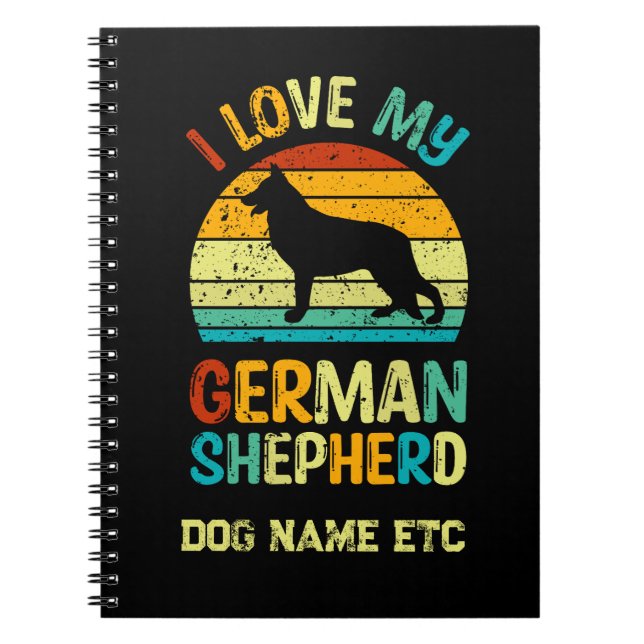 Caderno Espiral Adicionar Nome - Adoro Meu Cachorro German shepher (Frente)