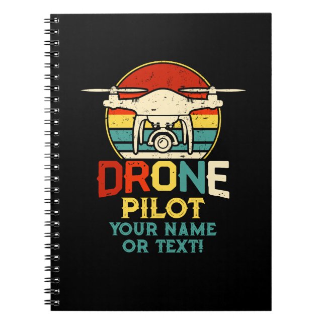 Caderno Espiral Adicionar Nome, Alterar Texto, Piloto do Drone (Frente)