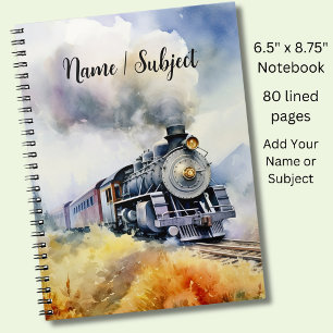 Caderno Espiral Adicionar Nome Assunto - Pintura do Comboio a Vapo