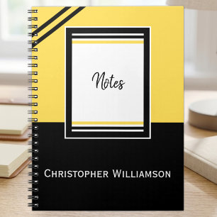Caderno Espiral Adicionar nomes listros amarelo e preto