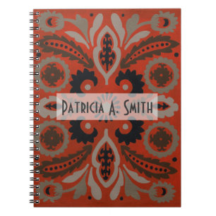 Caderno Espiral Adicionar Seu Nome  Cinnabar Suzani II