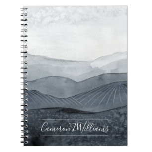 Caderno Espiral Adicionar Seu Nome Cinza de Blustering