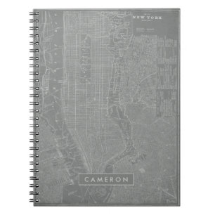 Caderno Espiral Adicionar Seu Nome  Esquema do mapa de Nova Iorque