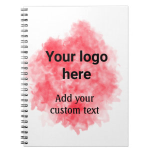 Caderno Espiral Adicione seu logotipo texto personalizado aquarela