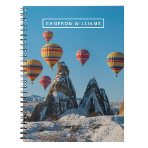 Caderno Espiral Adicione seu nome Balonismo a Ar Quente em Cappa