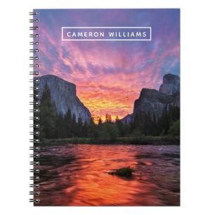Caderno Espiral Adicione seu nome   Céu vibrante   Vale de Yosemit