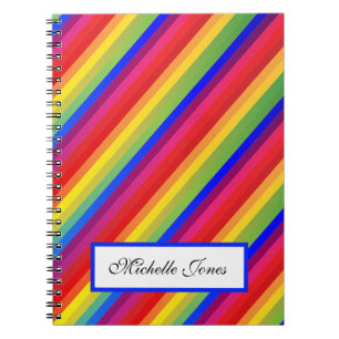 Caderno Espiral Adicione Seu Nome Colorida Rainbow Design Homescho