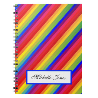 Caderno Espiral Adicione Seu Nome Colorida Rainbow Design Homescho