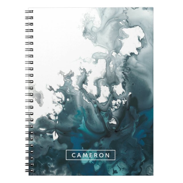 Caderno Espiral Adicione seu nome | Indigo Tempest (Frente)