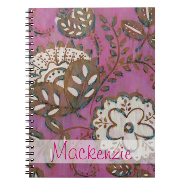 Caderno Espiral Adicione seu nome | Ornamento radiante I (Frente)